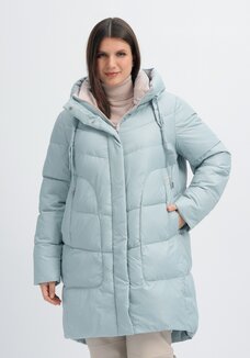 Пуховик стеганый с контрастным капюшоном