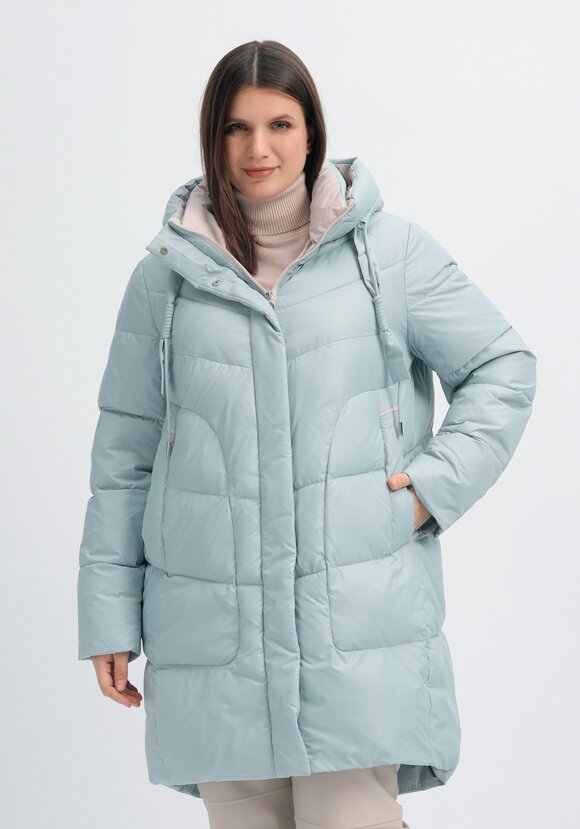 Пуховик стеганый с контрастным капюшоном шир.  580, рис. 11