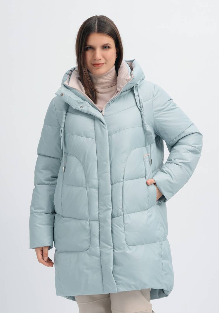 Пуховик стеганый с контрастным капюшоном шир.  750, рис. 11