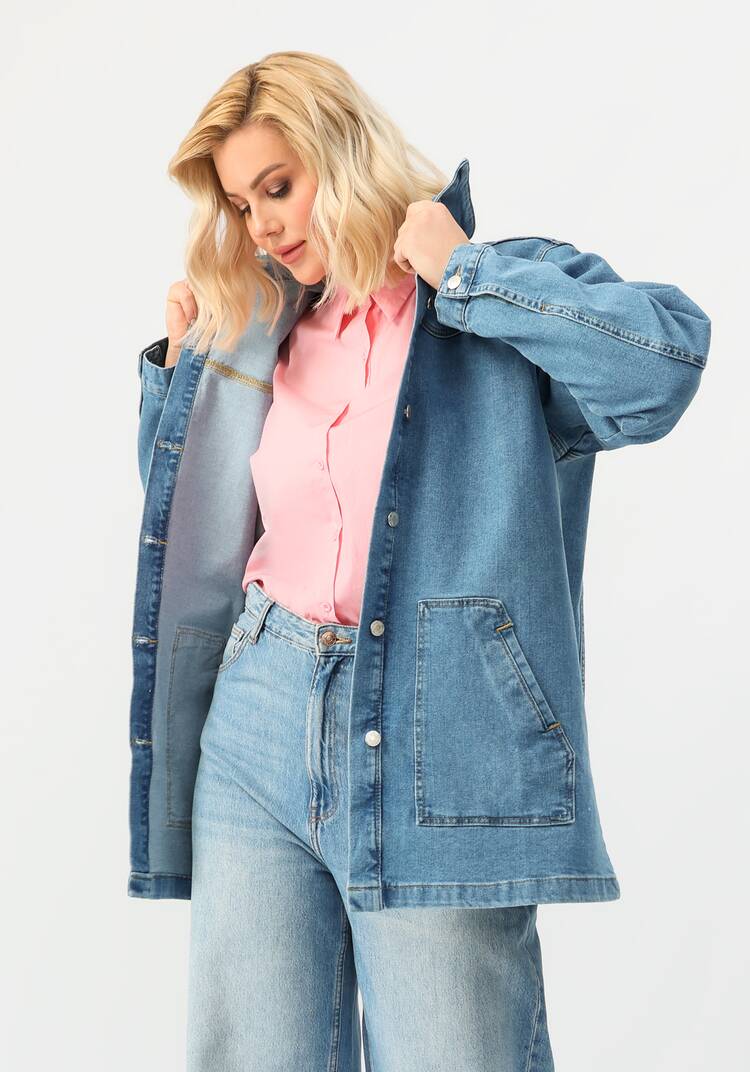 Джинсовая куртка с принтом на спине шир.  750, рис. 8