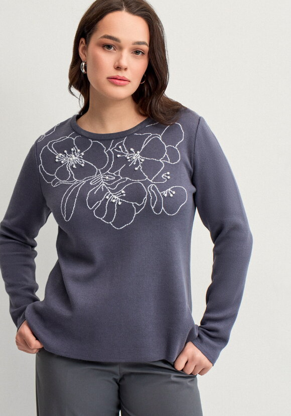 Джемпер с графичными цветами шир.  580, рис. 1