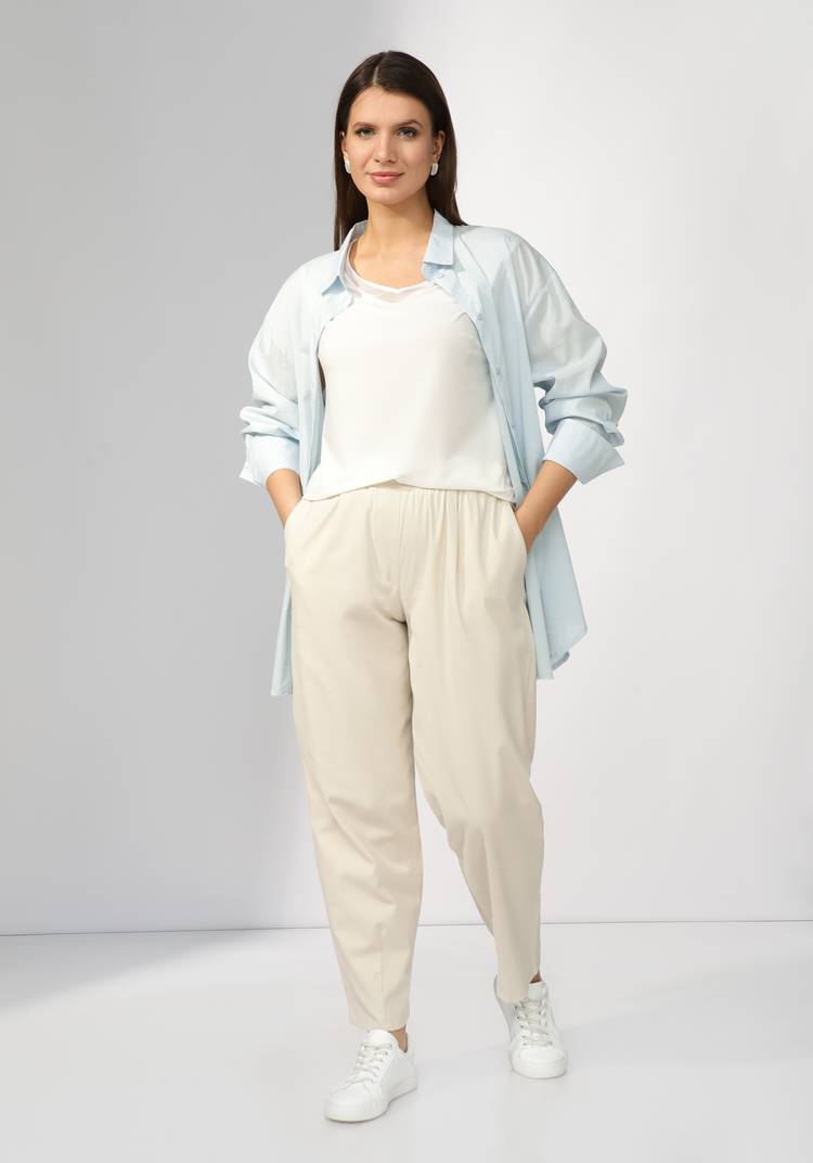 Брюки зауженные из хлопка с эластаном шир.  750, рис. 10