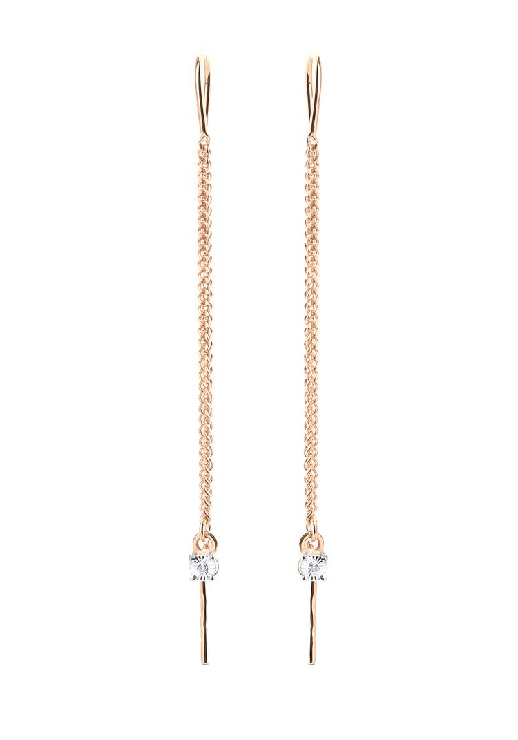 Серьги серебряные Бриллиантовое соло шир.  750, рис. 3