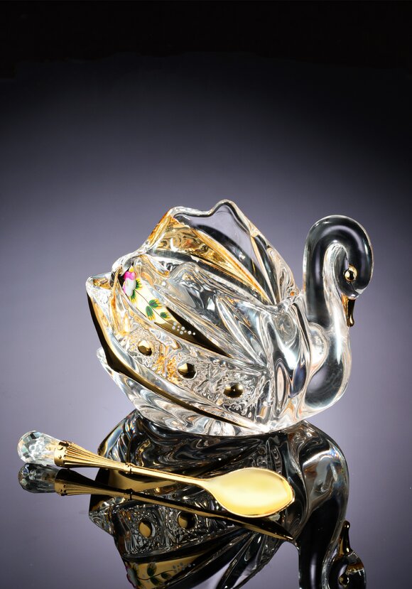 Икорница с ложкой Лебедь шир.  580, рис. 1