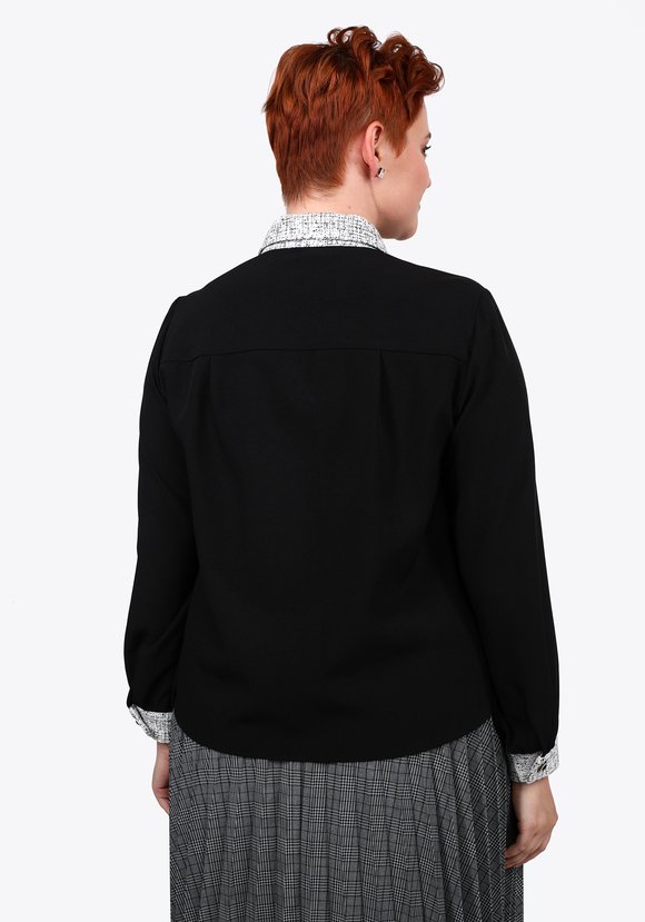 Блуза комбинированная с накладными карманами шир.  580, рис. 2