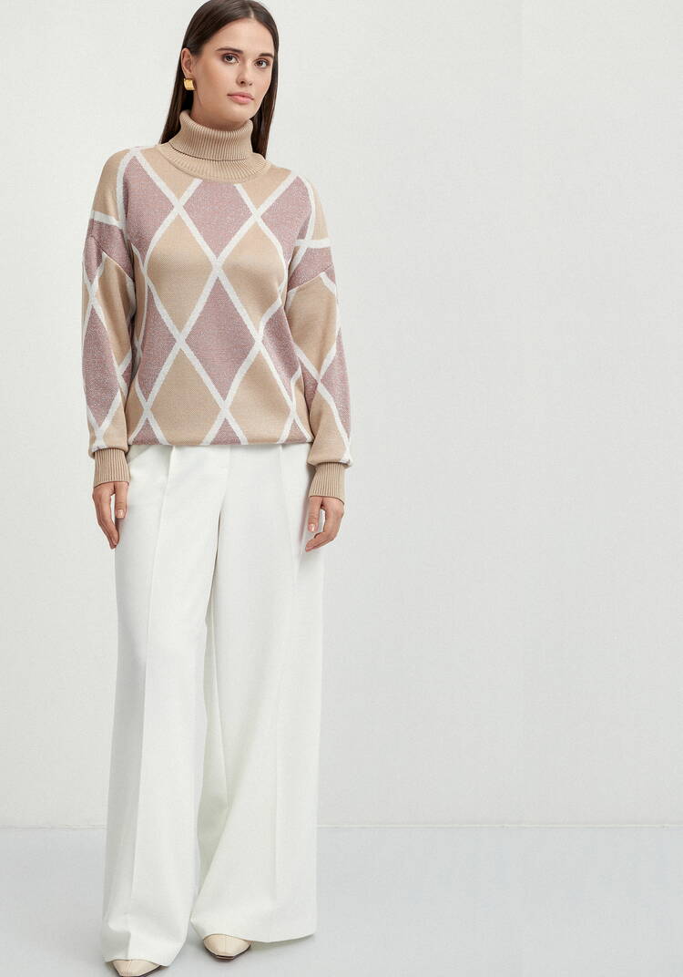 Свитер с рисунком ромбы и метанитью шир.  750, рис. 10