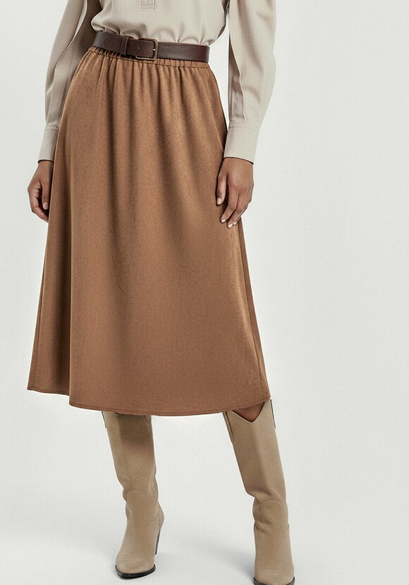 Юбка А-силуэта из эко-замши, на резинке шир.  580, рис. 10