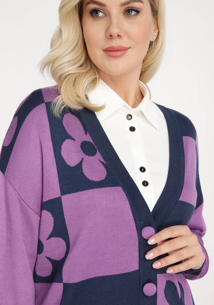 Кардиган на пуговицах с рисунком цветы шир.  750, рис. 5