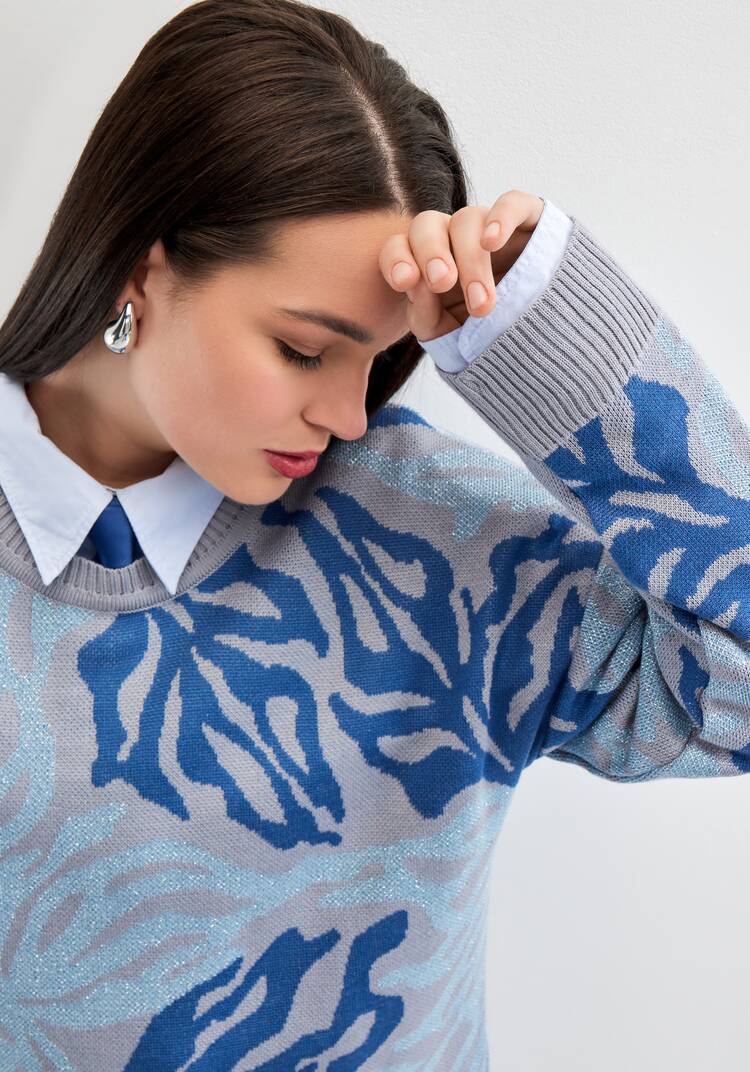 Джемпер с растительным принтом и манжетами шир.  750, рис. 16