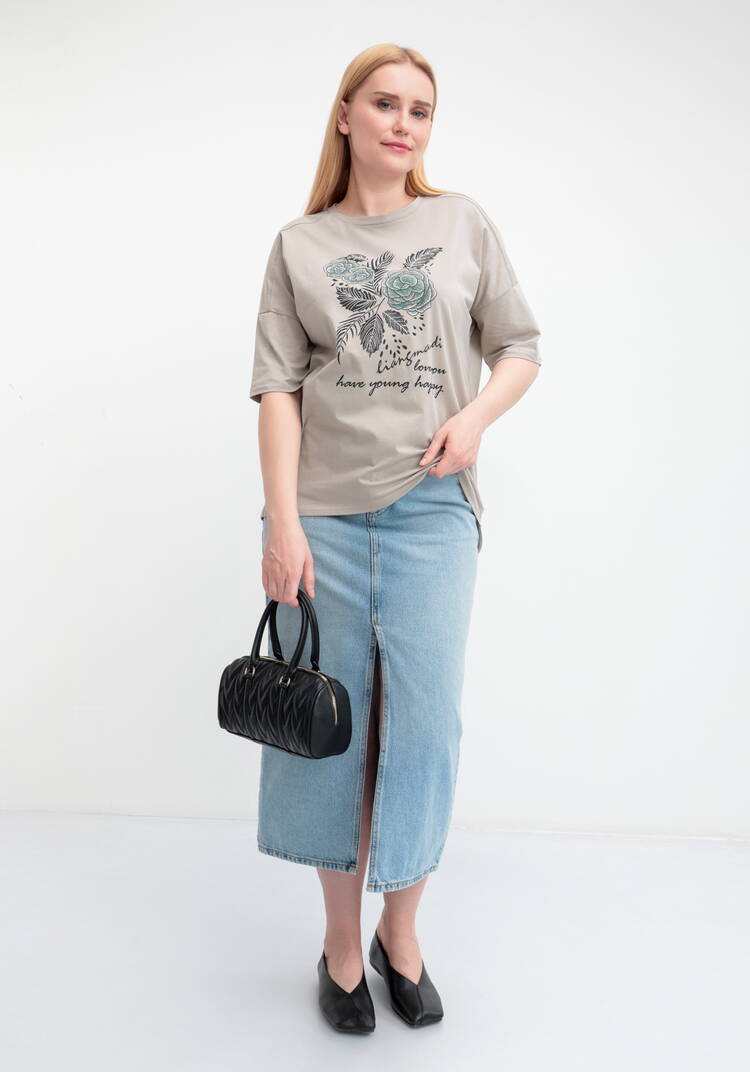 Футболка с принтом Зеленый цветок шир.  750, рис. 22