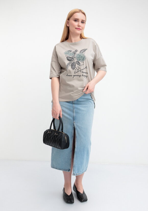 Футболка с принтом Зеленый цветок шир.  580, рис. 22