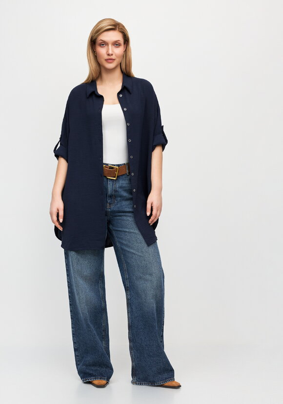 Рубашка удлиненная на пуговицах Лорелия шир.  580, рис. 7