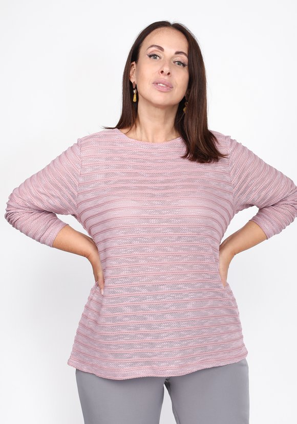 Джемпер с ажурной вязкой однотонный шир.  580, рис. 1