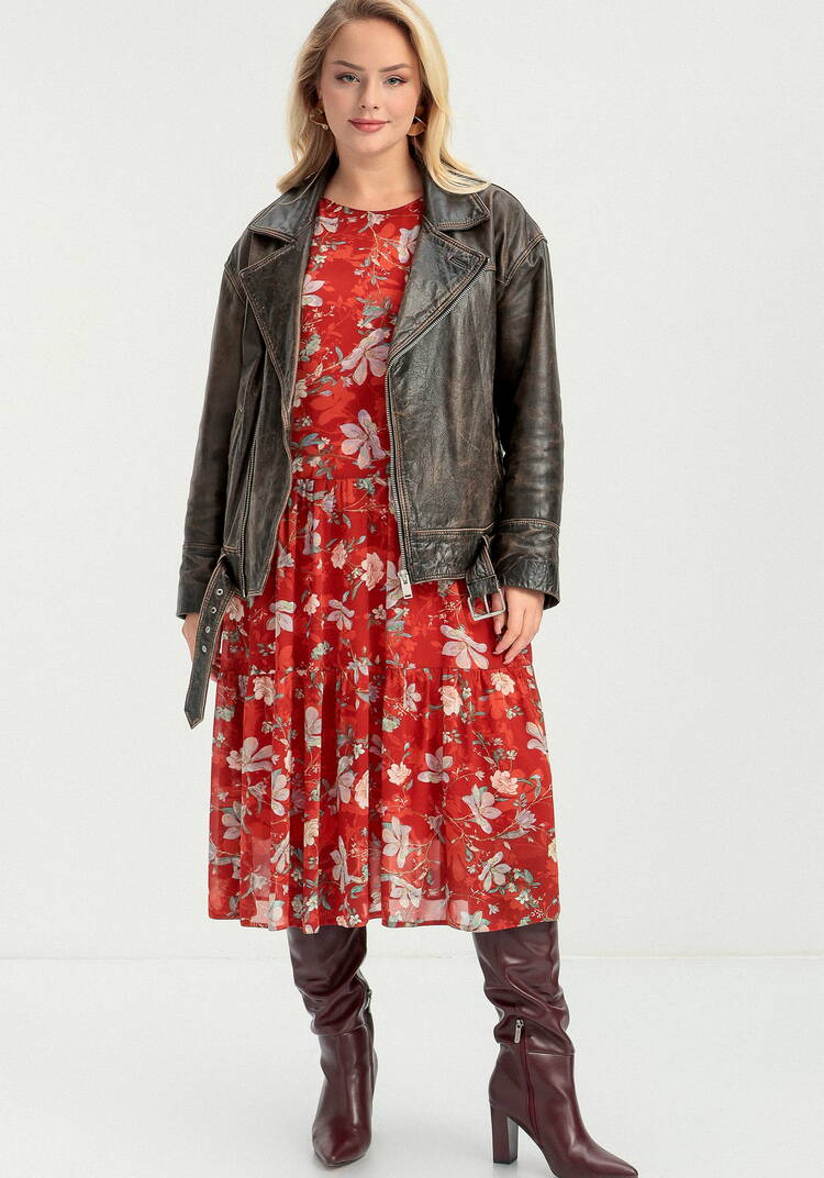 Платье ярусное с цветочным принтом шир.  750, рис. 25