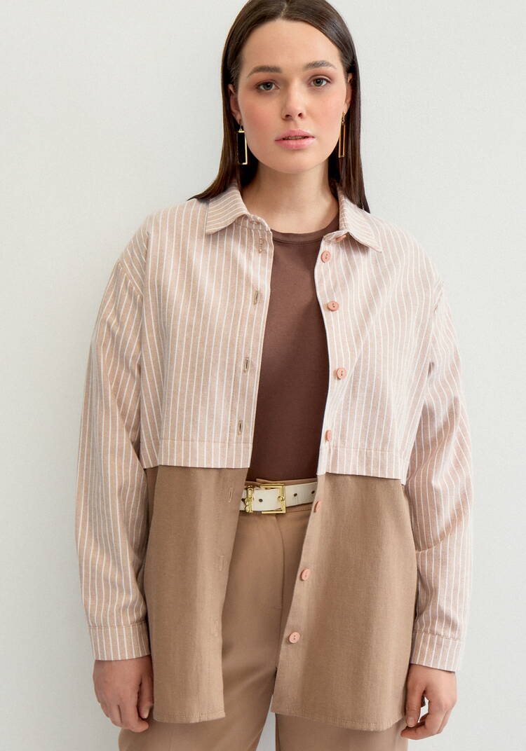 Рубашка с отрезной кокеткой в полоску шир.  750, рис. 4