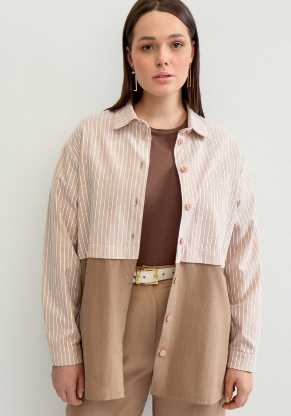 Рубашка с отрезной кокеткой в полоску шир.  580, рис. 4