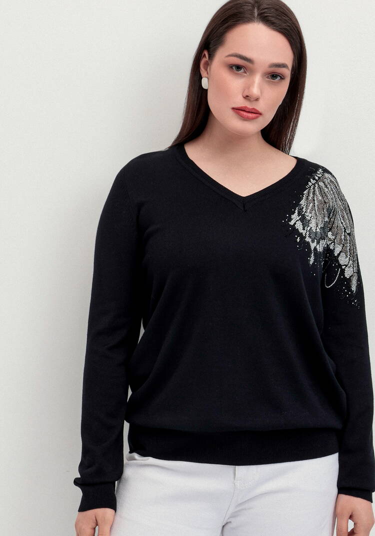 Джемпер с V-образным вырезом и рисунком шир.  750, рис. 19