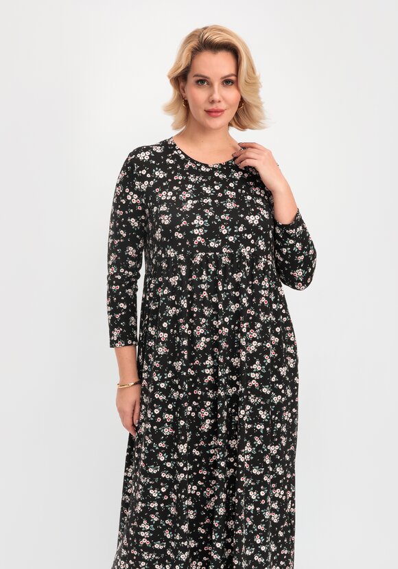 Платье с цветочным рисунком и рукавами 3/4 шир.  580, рис. 2