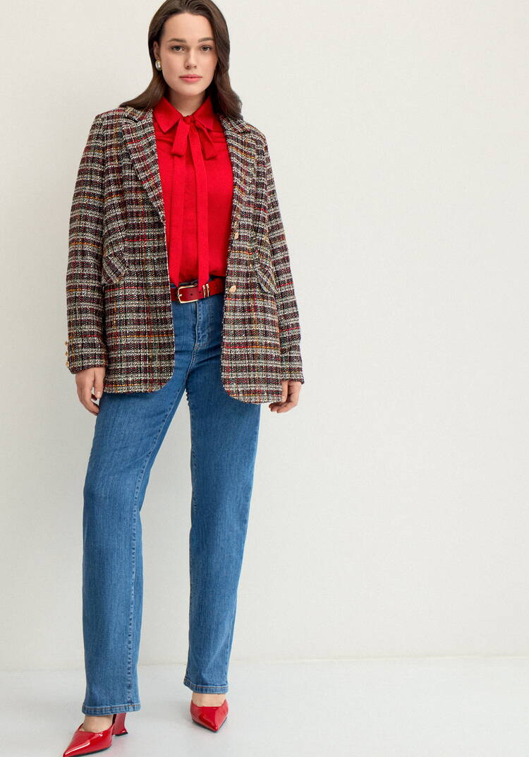 Пиджак из твида в клетку на подкладе шир.  750, рис. 39