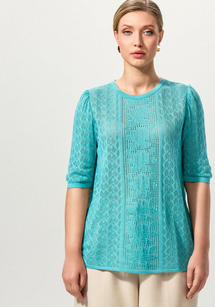 Джемпер с ажурным рисунком и защипами шир.  750, рис. 4