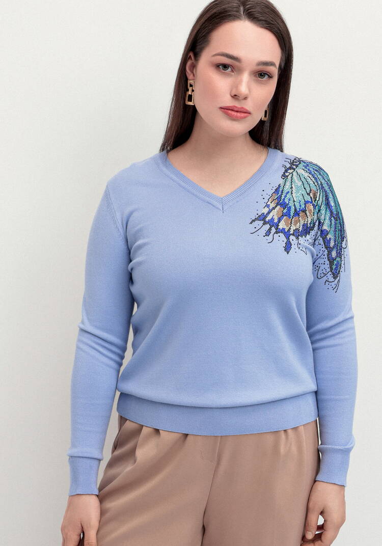 Джемпер с V-образным вырезом и рисунком шир.  750, рис. 4