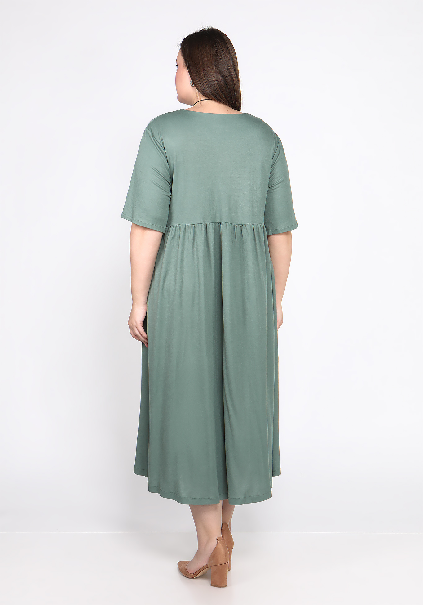 Платье однотонное свободного кроя миди Bianka Modeno, размер 50, цвет терракотовый - фото 4