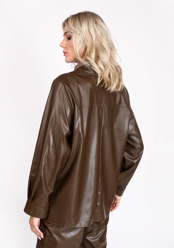 Рубашка из экокожи на кнопках шир.  580, рис. 3