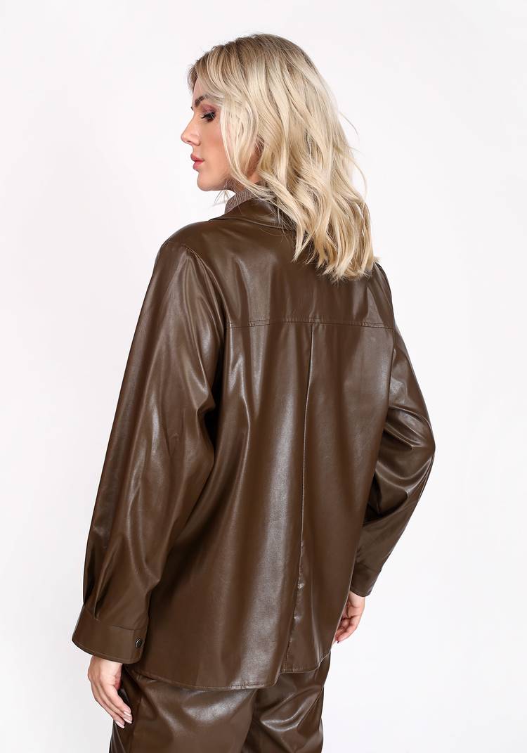 Рубашка из экокожи на кнопках шир.  750, рис. 3