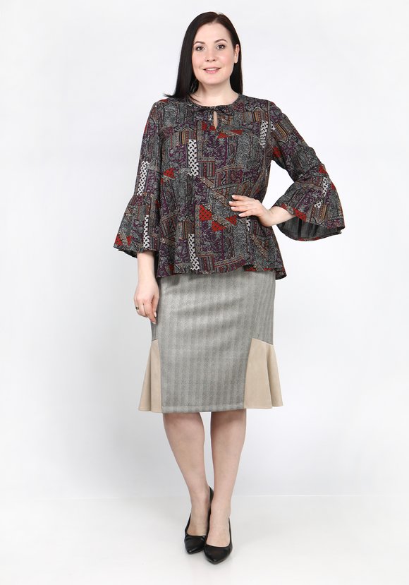 Юбка из эко-замши с воланом шир.  580, рис. 4