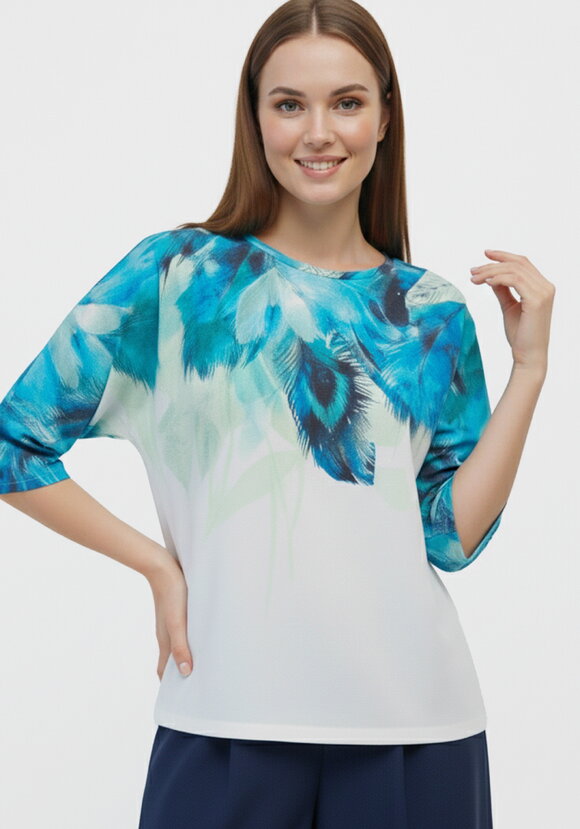 Джемпер с принтом Перья шир.  580, рис. 1