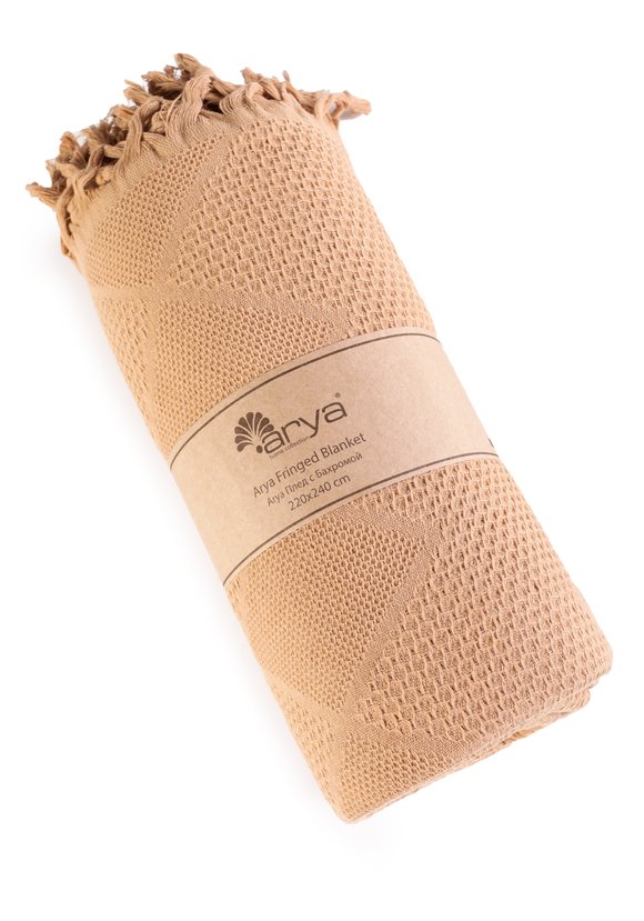 Покрывало-плед из хлопка с бахромой Айшель шир.  580, рис. 22