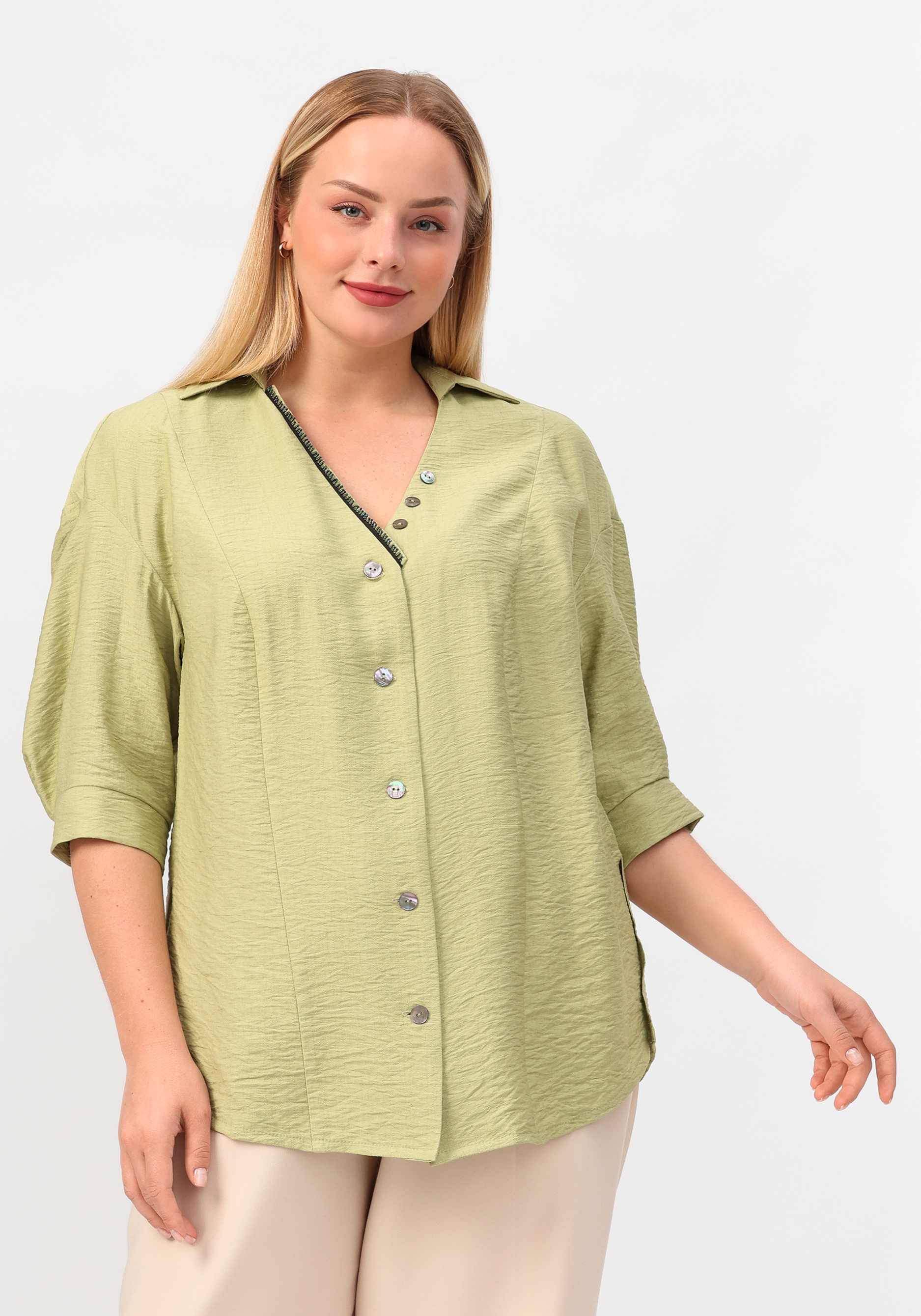 Блуза "Маримба" Мечты Данаи, цвет зеленый, размер 54