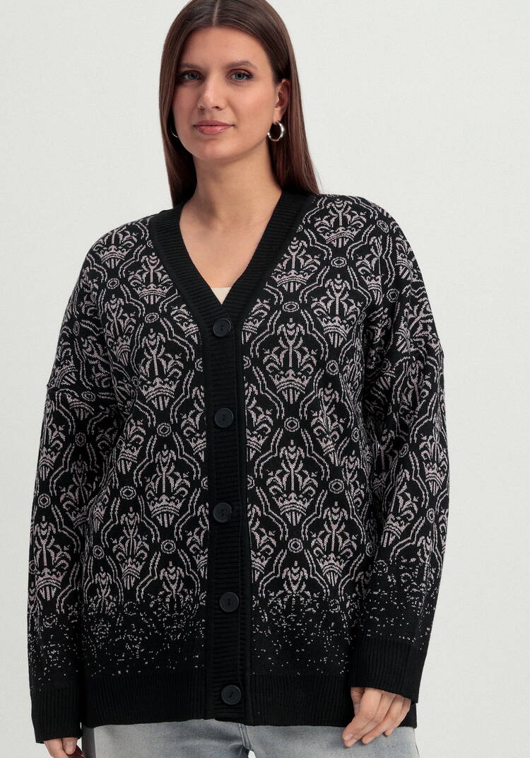 Кардиган с узорами и эффектом деграде шир.  750, рис. 4