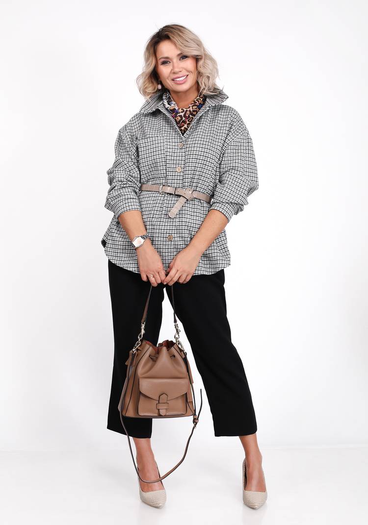 Блуза в клетку с накладным карманом шир.  750, рис. 7