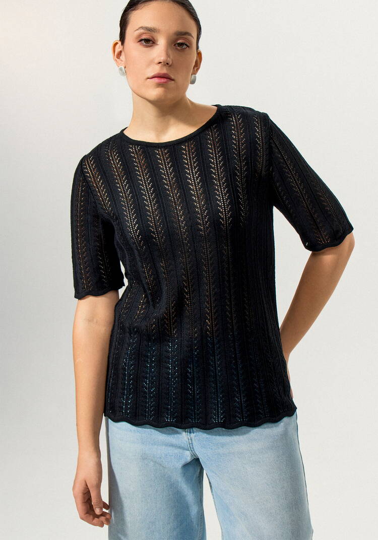 Джемпер с ажурным вертикальным рисунком шир.  750, рис. 7