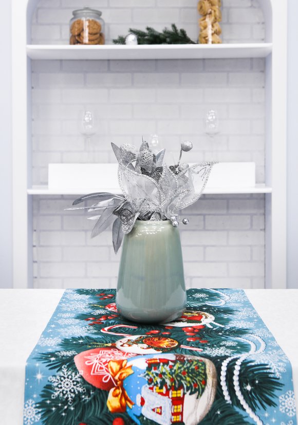 Скатерть жаккард с дорожкой Новогодняя шир.  580, рис. 7