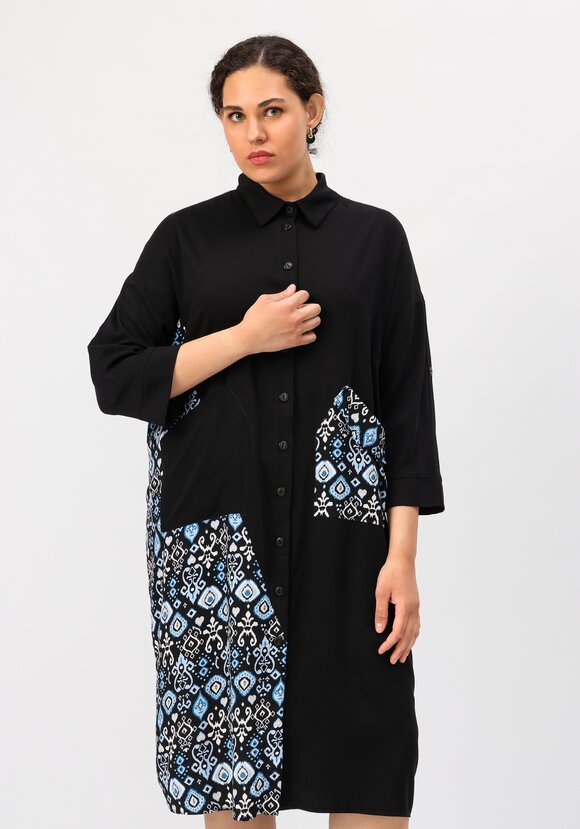 Платье-рубашка из штапеля комбинированное шир.  580, рис. 8