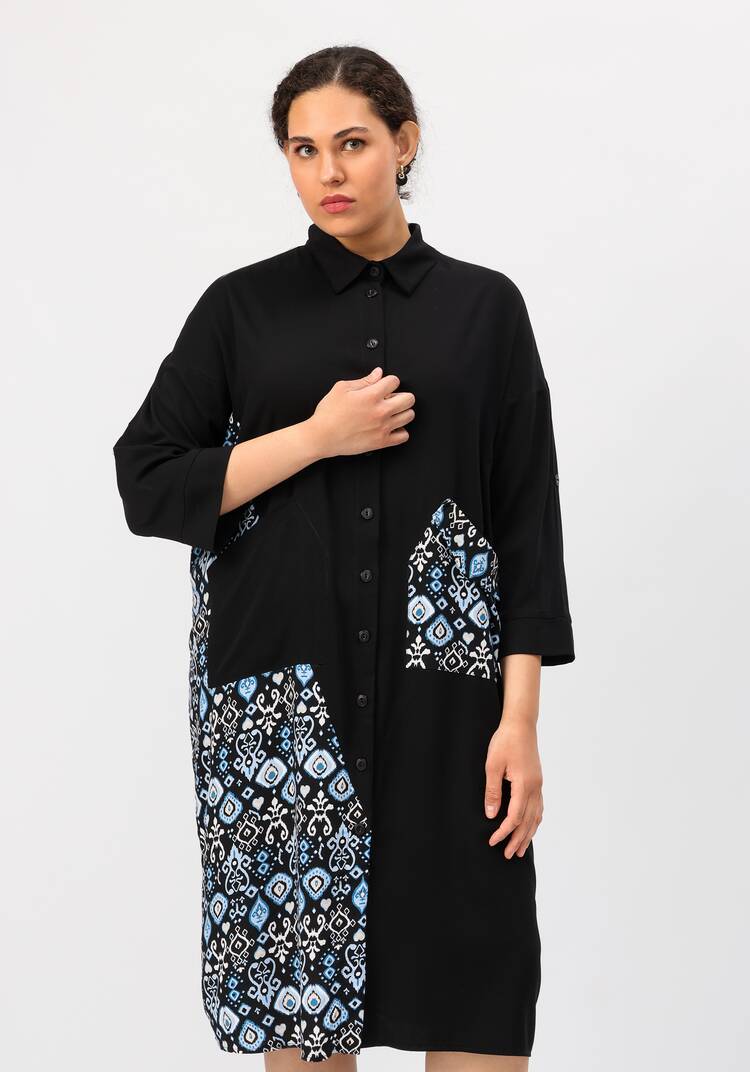 Платье-рубашка из штапеля комбинированное шир.  750, рис. 8