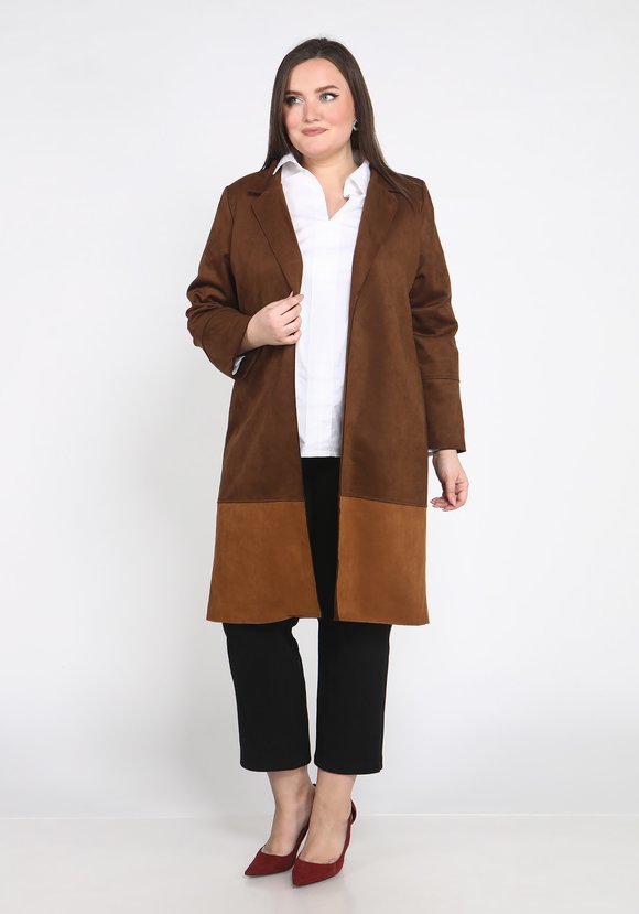 Кардиган из эко-замши с поясом шир.  580, рис. 1