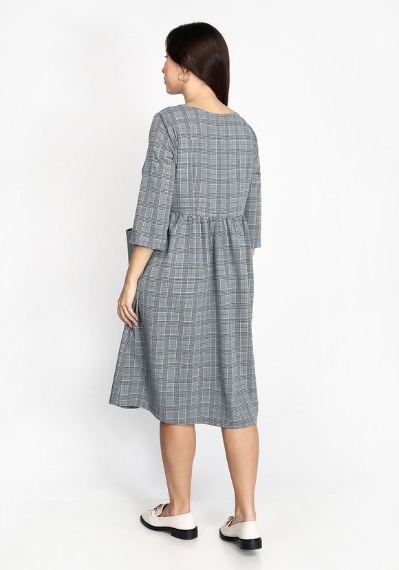 Платье в мелкую клетку с резинкой на талии шир.  580, рис. 4