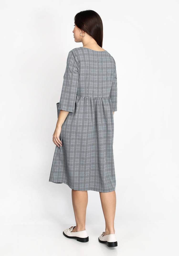 Платье в мелкую клетку с резинкой на талии шир.  750, рис. 4