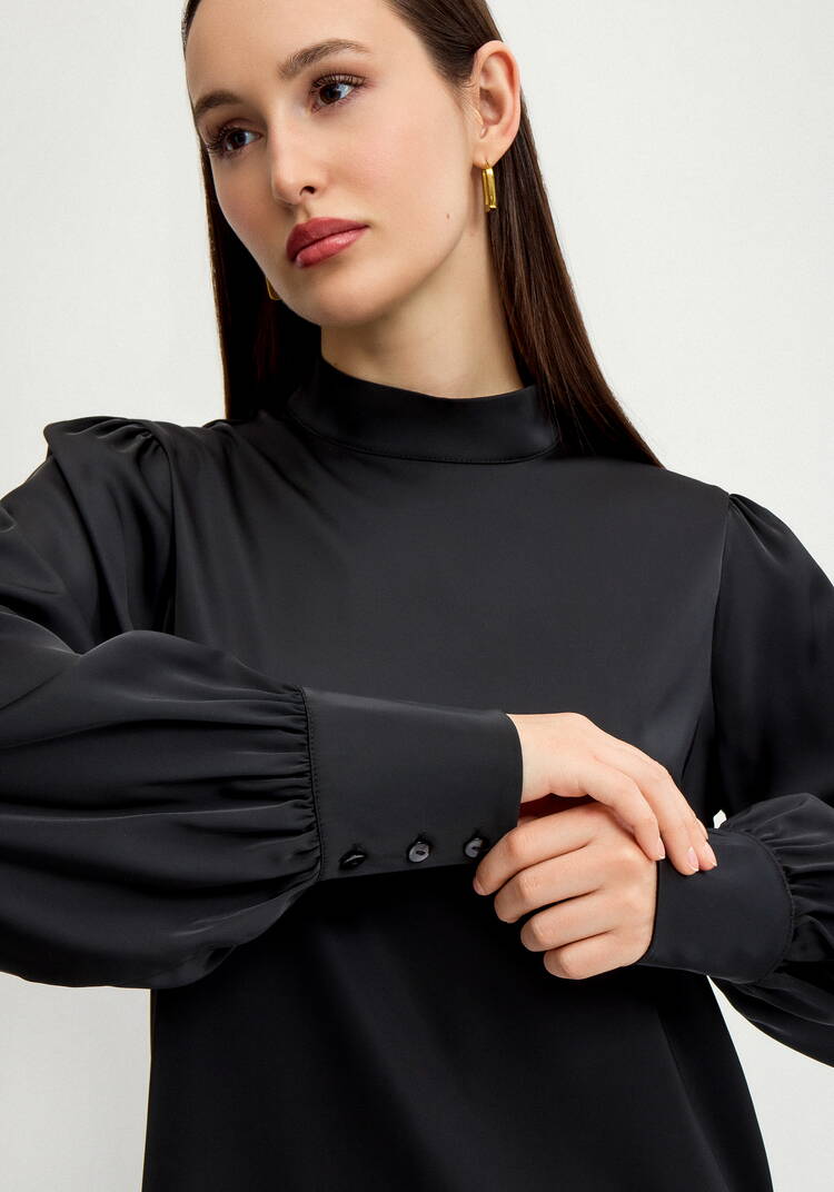 Блуза шелковая с пуговицами на вороте шир.  750, рис. 6