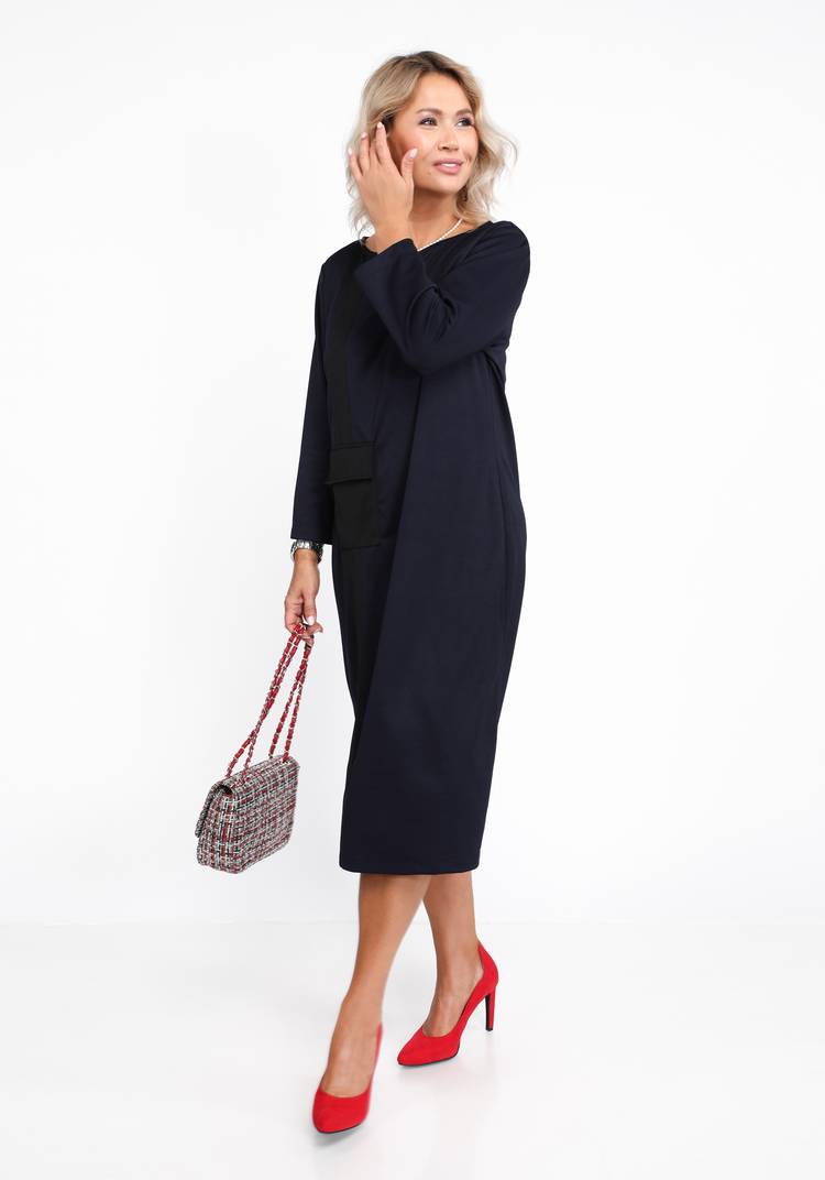 Платье однотонное с контрастной вставкой шир.  750, рис. 5