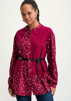 Блуза из комбинированной ткани Рин