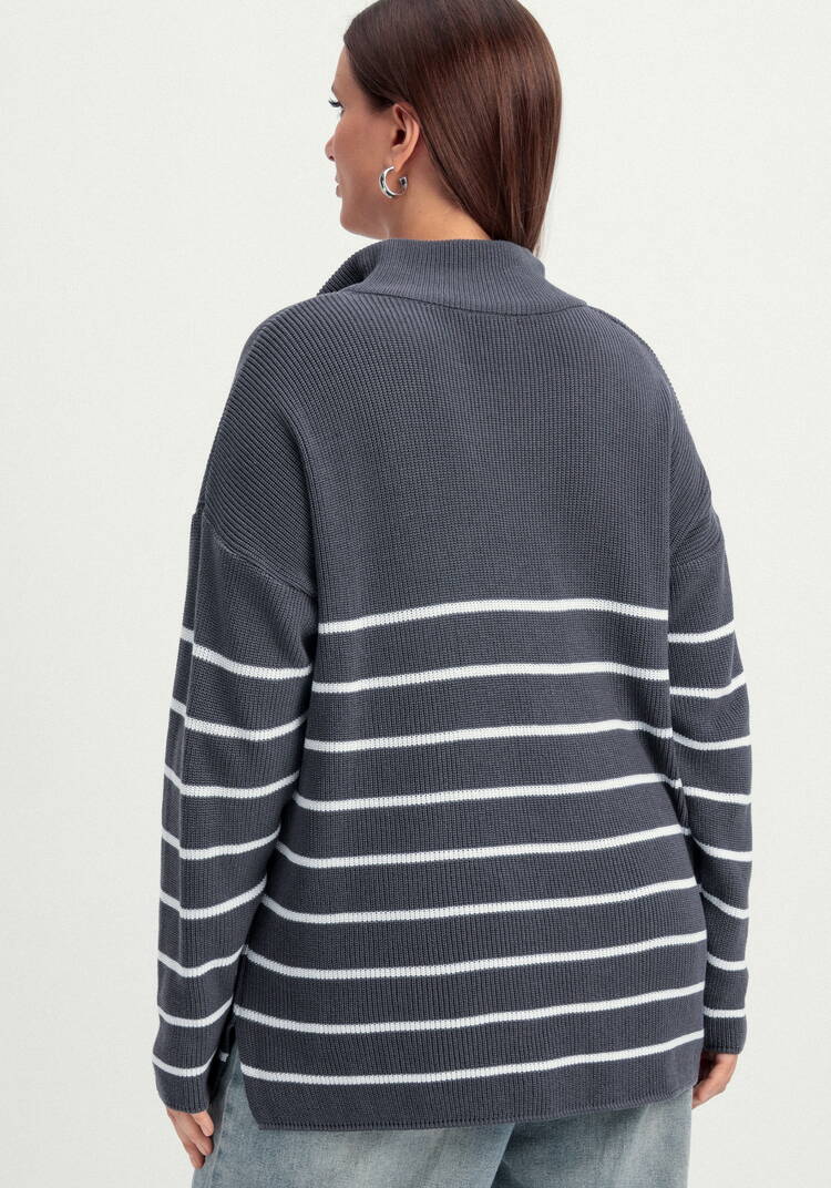 Джемпер в полоску с воротником-поло на молнии шир.  750, рис. 28