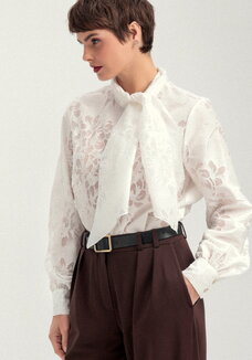 Блуза со съемным бантом