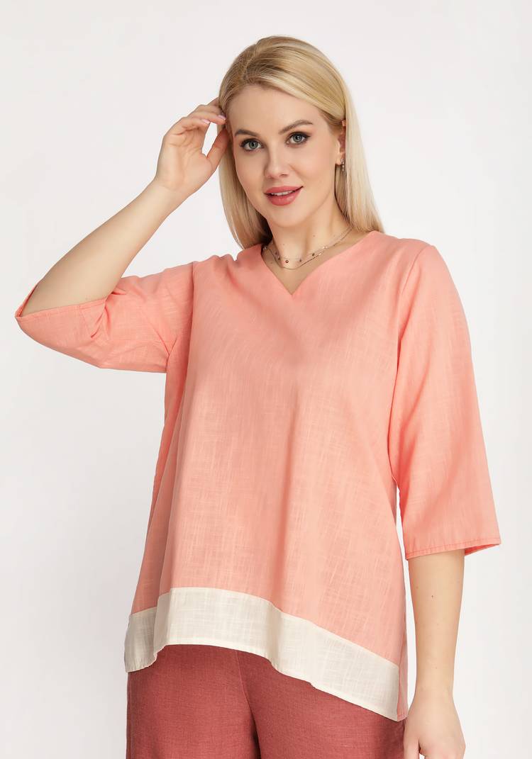 Туника свободного кроя Льняная палитра шир.  750, рис. 9