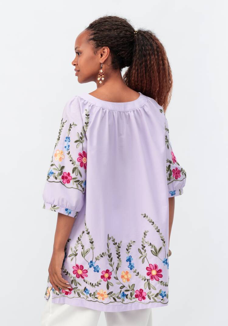 Блуза с цветочной вышивкой и рукавом реглан шир.  750, рис. 13