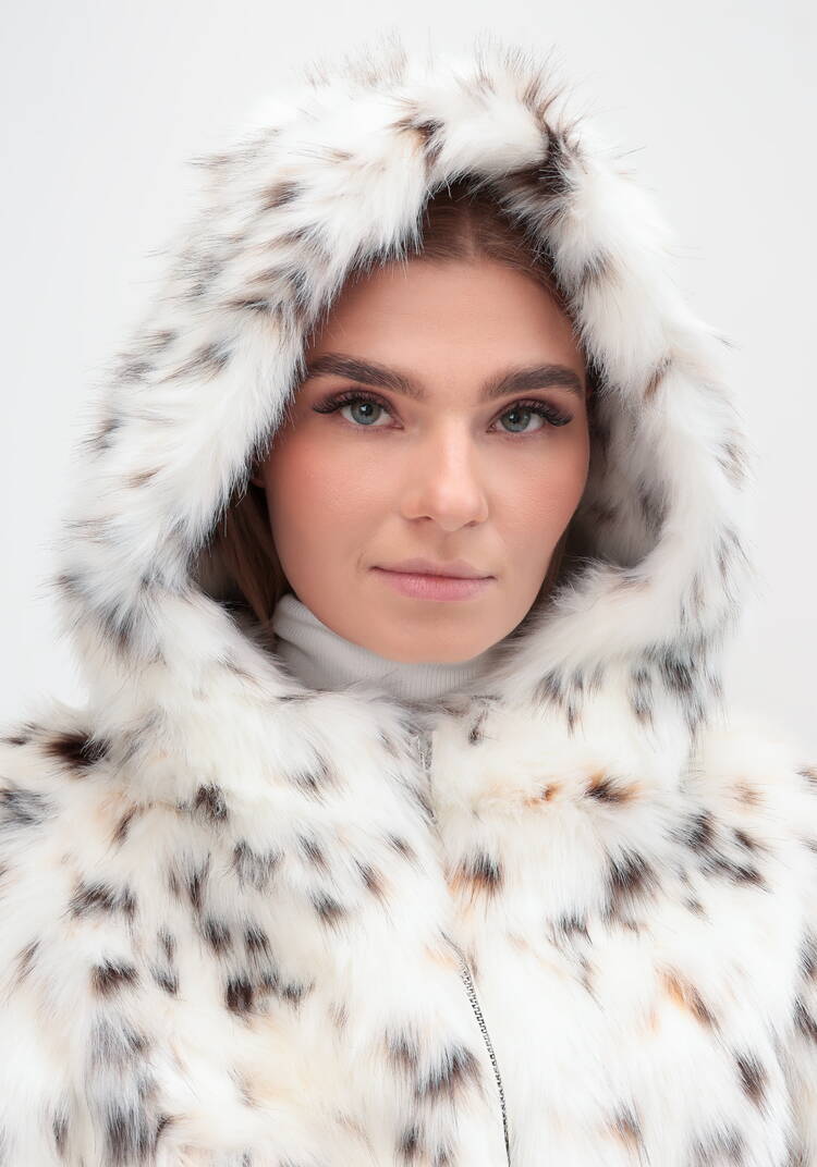 Шуба с принтом под рысь на молнии шир.  750, рис. 5