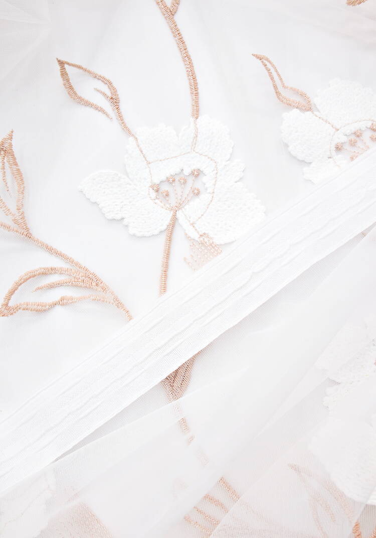 Тюль с вышивкой Белый цветок шир.  750, рис. 5